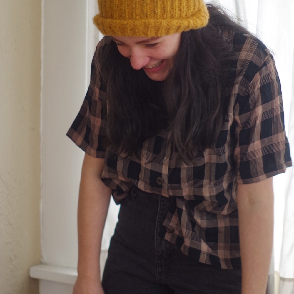 Black & Tan Plaid Button Down